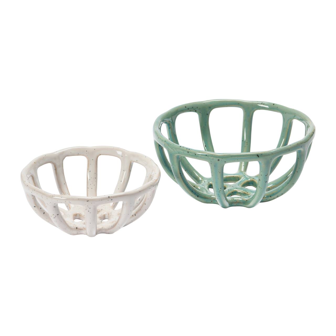Hello Honey® Green & White Stoneware Basket Set